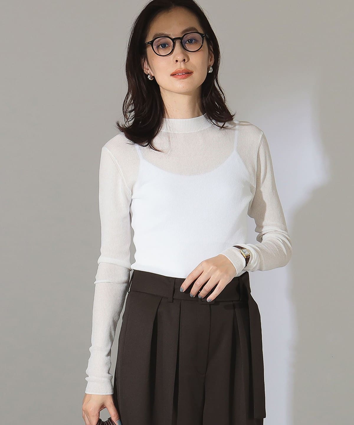 Demi-Luxe BEAMS（デミルクス ビームス）コットンナイロン シアー リブ ニット（トップス ニット・セーター）通販｜BEAMS Demi-Luxe BEAMS... 