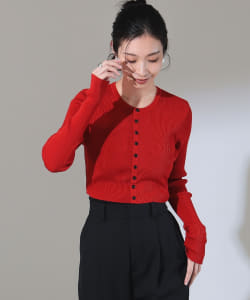 AURALEE / SUPER FINE WOOL HIGH GAUGE RIB KNIT SHORT CARDIGAN