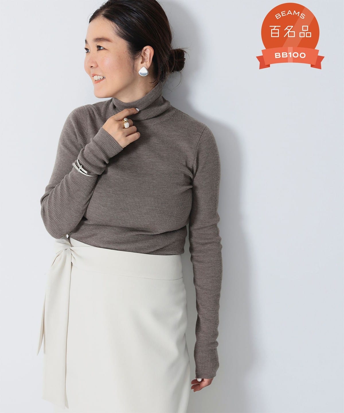 リブ タートルネックニット トップス WOMEN BROWN ONE SIZE リブ タートルネックニット トップス WOMEN BROWN ONE SIZE