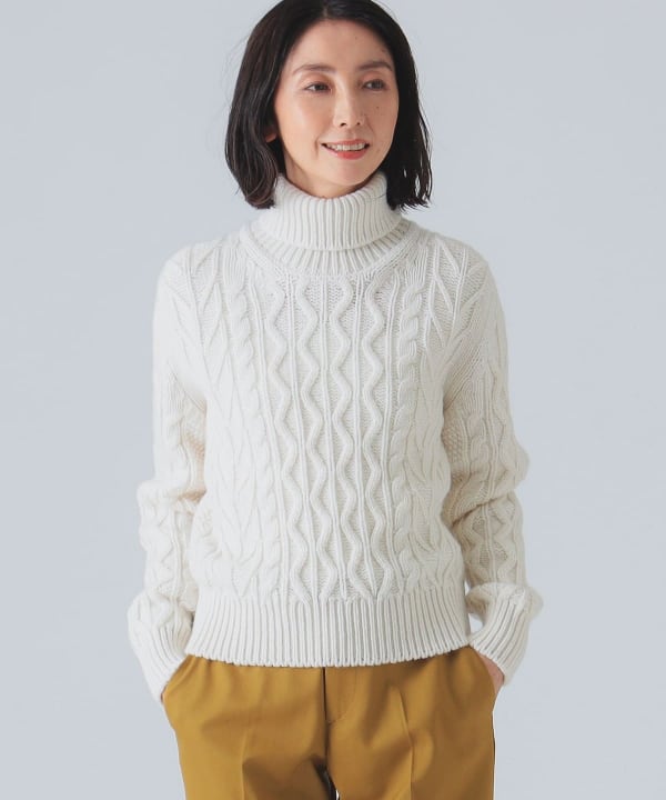 新品 BEAMS ビームス カシミヤブレンド ケーブルニット セーター S メンズ 秋冬 クルーネック D942 紺 新 デザインファッション - BEAMS ビームス カシミヤ100% ケーブル