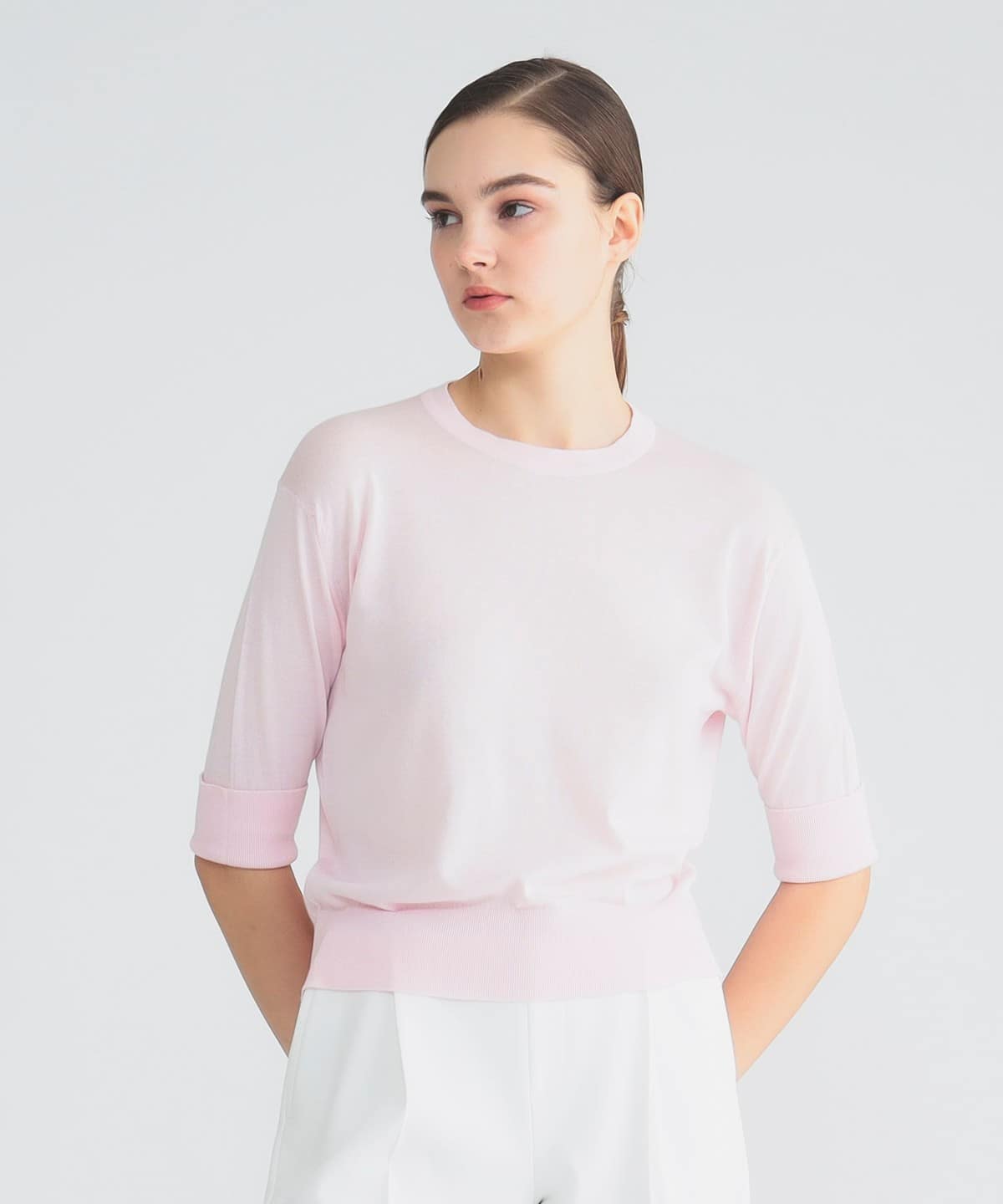 JOHN SMEDLEY ジョン スメドレー / 30ゲージ コットン 5分袖 ニットプルオーバー トップス WOMEN SOFT PINK S JOHN SMEDLEY ジョン スメドレー / 30ゲージ コットン 5分袖 ニットプルオーバー トップス WOMEN SOFT PINK S