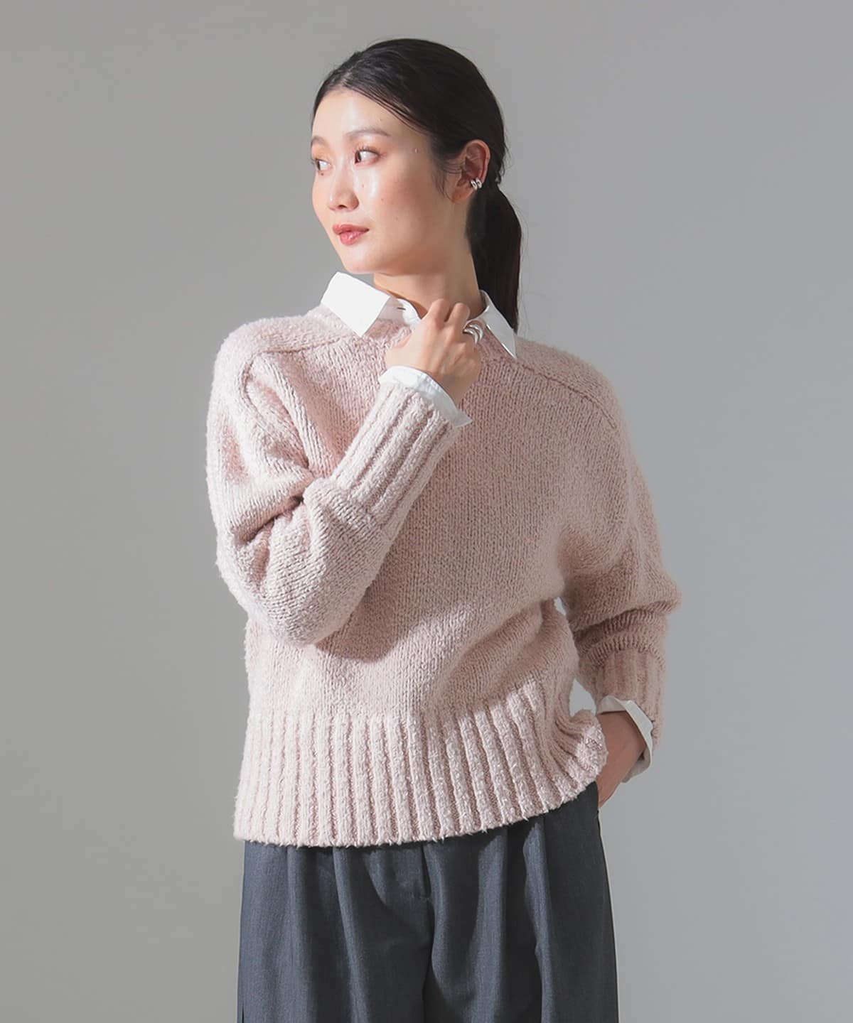 BATONER バトナー / スーパーソフトループ ローゲージ クルーネック ニット トップス WOMEN 別注PINK 1 BATONER バトナー / スーパーソフトループ ローゲージ クルーネック ニット トップス WOMEN 別注PINK 1