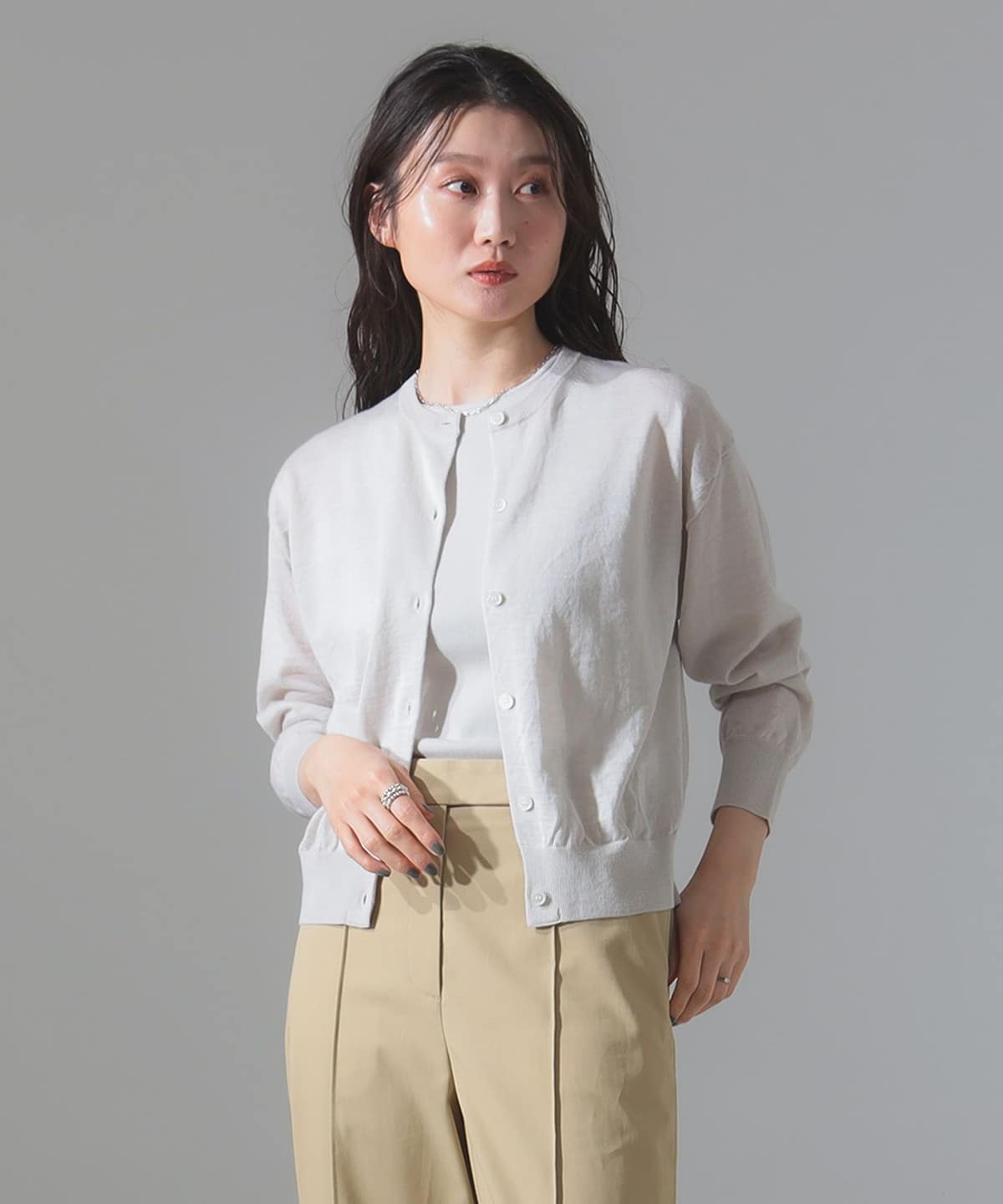 BATONER バトナー / ラミー クルーネック カーディガン トップス WOMEN 別注IVORY 1 BATONER バトナー / ラミー クルーネック カーディガン トップス WOMEN 別注IVORY 1