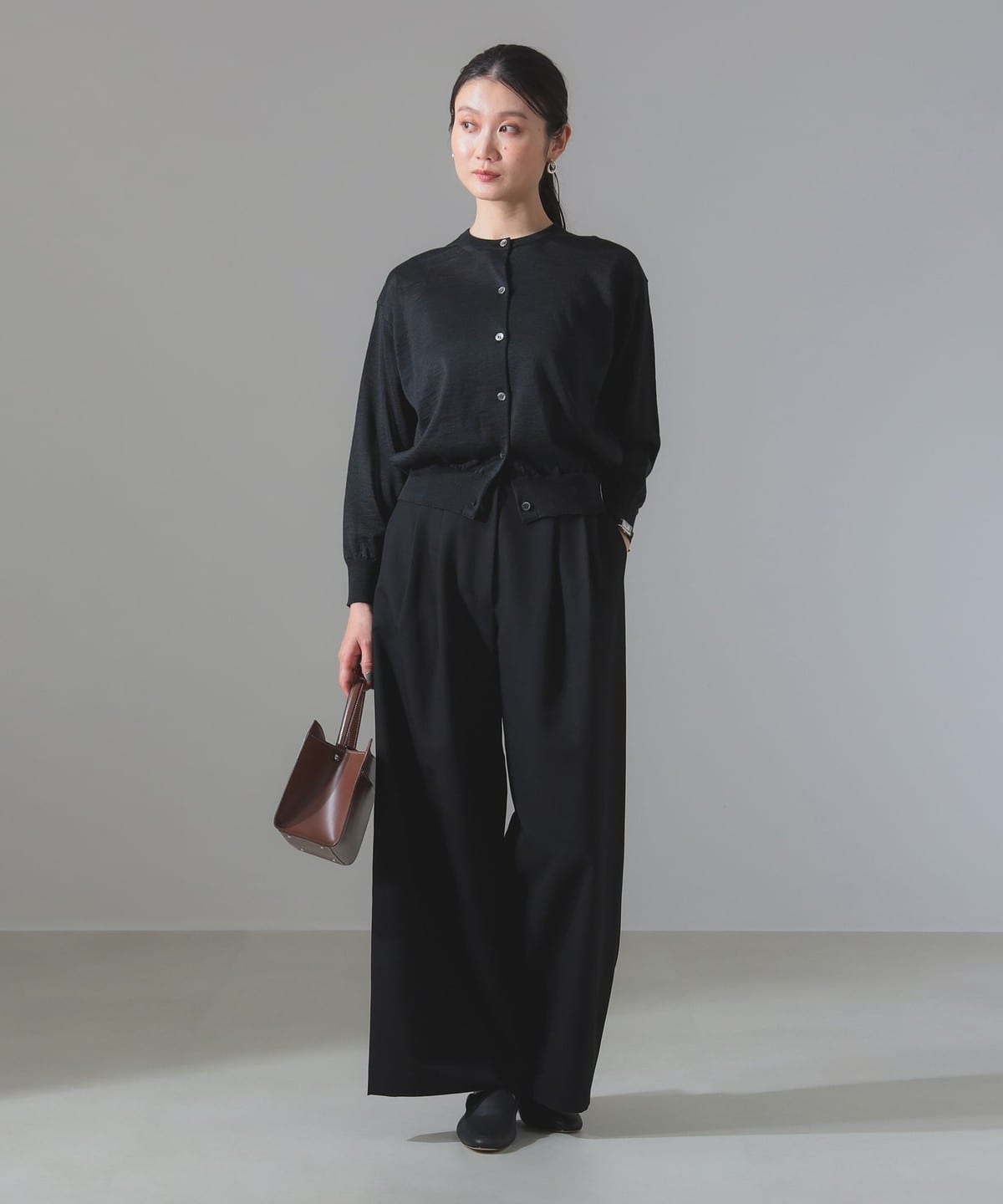 BATONER バトナー / ラミー クルーネック カーディガン トップス WOMEN BLACK 1 BATONER バトナー / ラミー クルーネック カーディガン トップス WOMEN BLACK 1