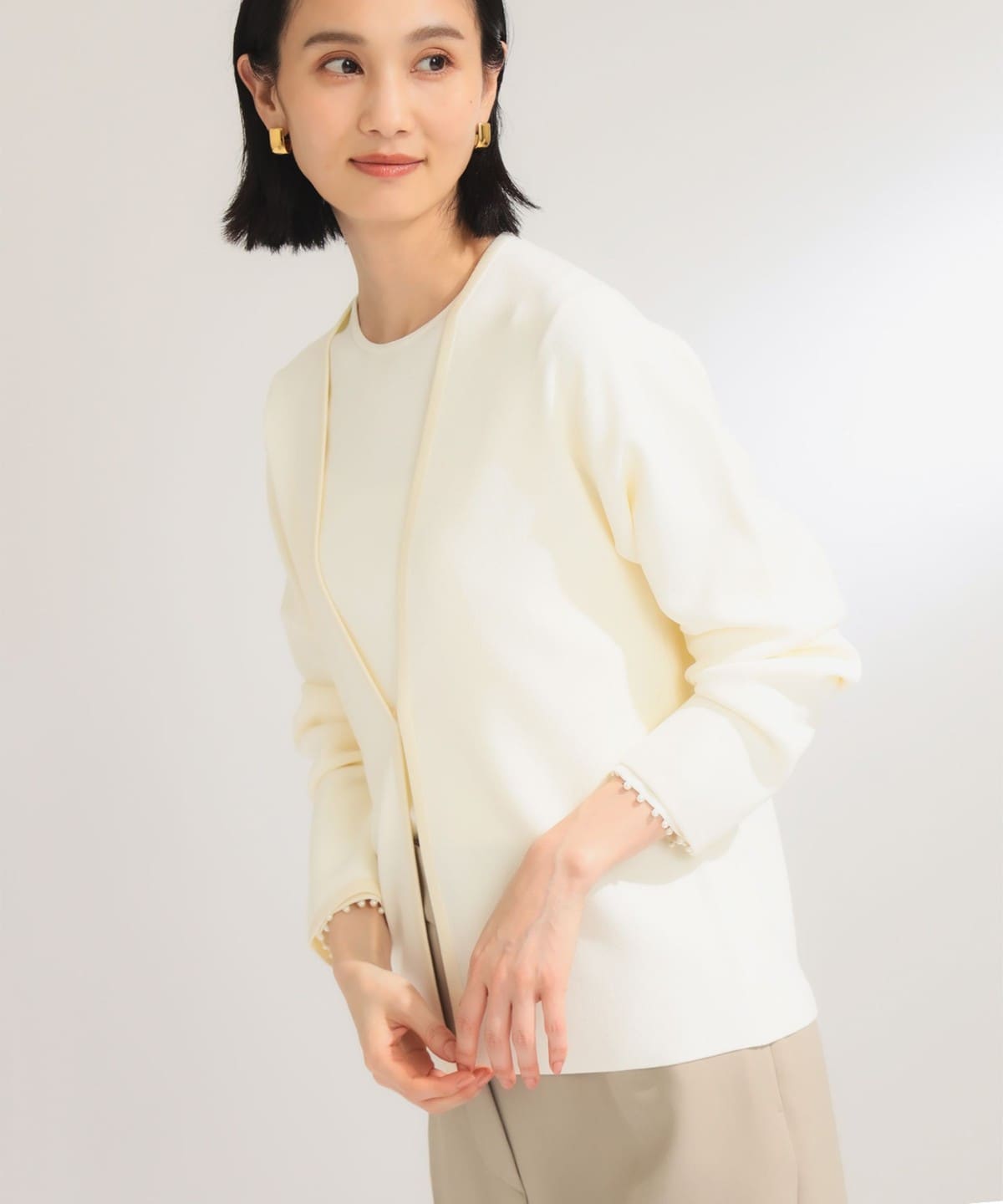アセテート ナイロン カーディガン トップス WOMEN OFF WHITE ONE SIZE アセテート ナイロン カーディガン トップス WOMEN OFF WHITE ONE SIZE