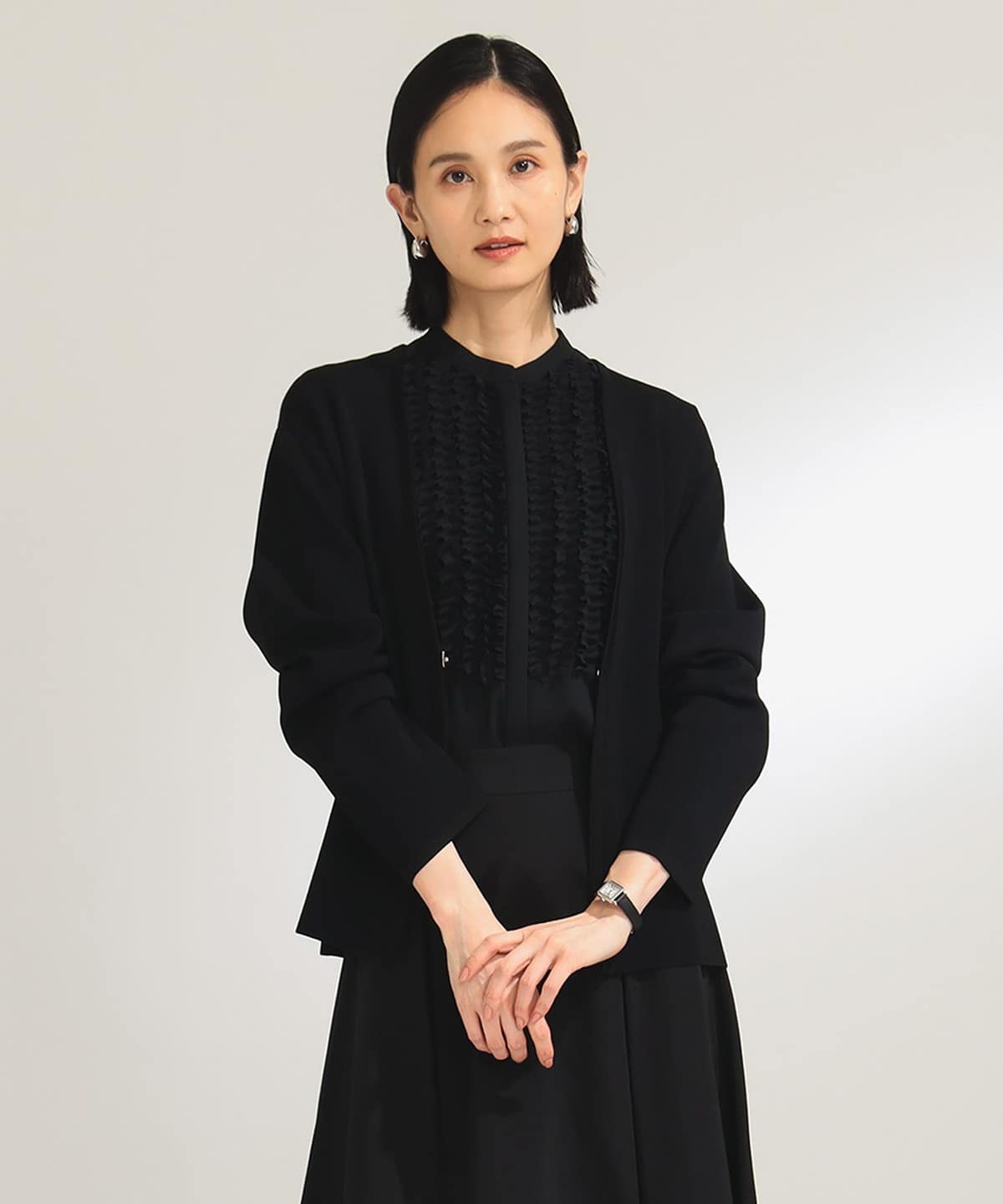【6/5再値下げ】アセテート ナイロン カーディガン トップス WOMEN BLACK ONE SIZE 【6/5再値下げ】アセテート ナイロン カーディガン トップス WOMEN BLACK ONE SIZE