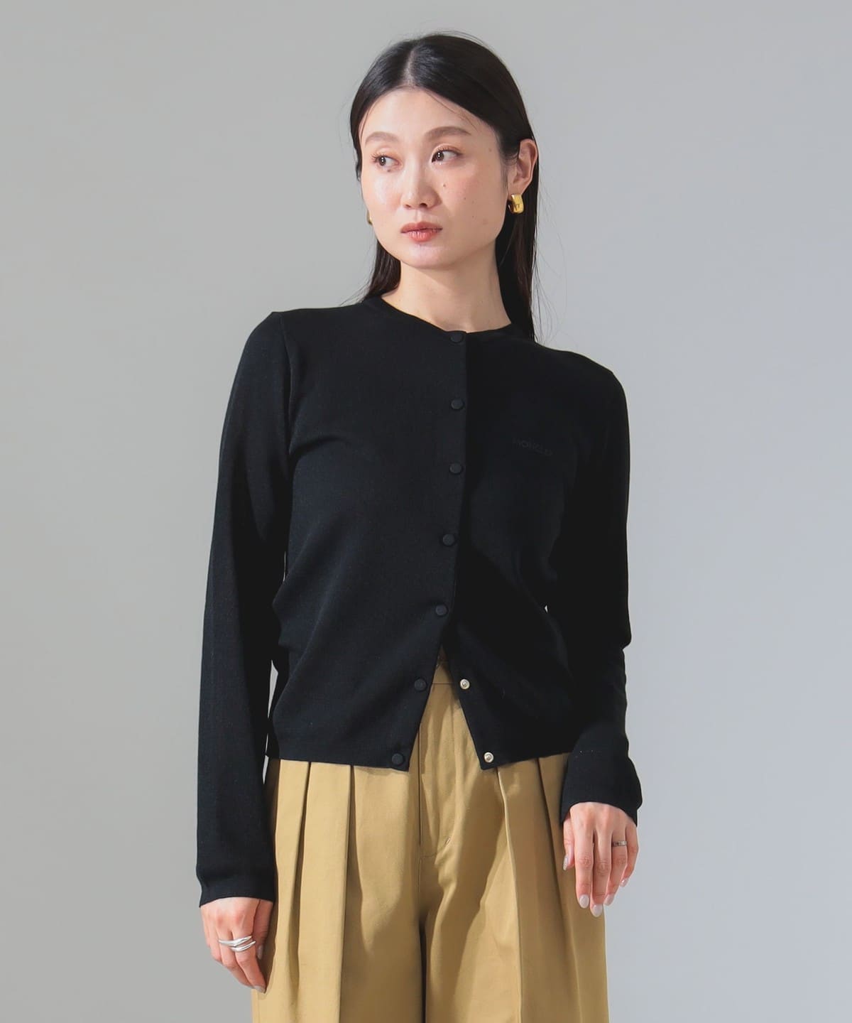 MONCLER モンクレール / クルーネック カーディガン トップス WOMEN BLACK S MONCLER モンクレール / クルーネック カーディガン トップス WOMEN BLACK S