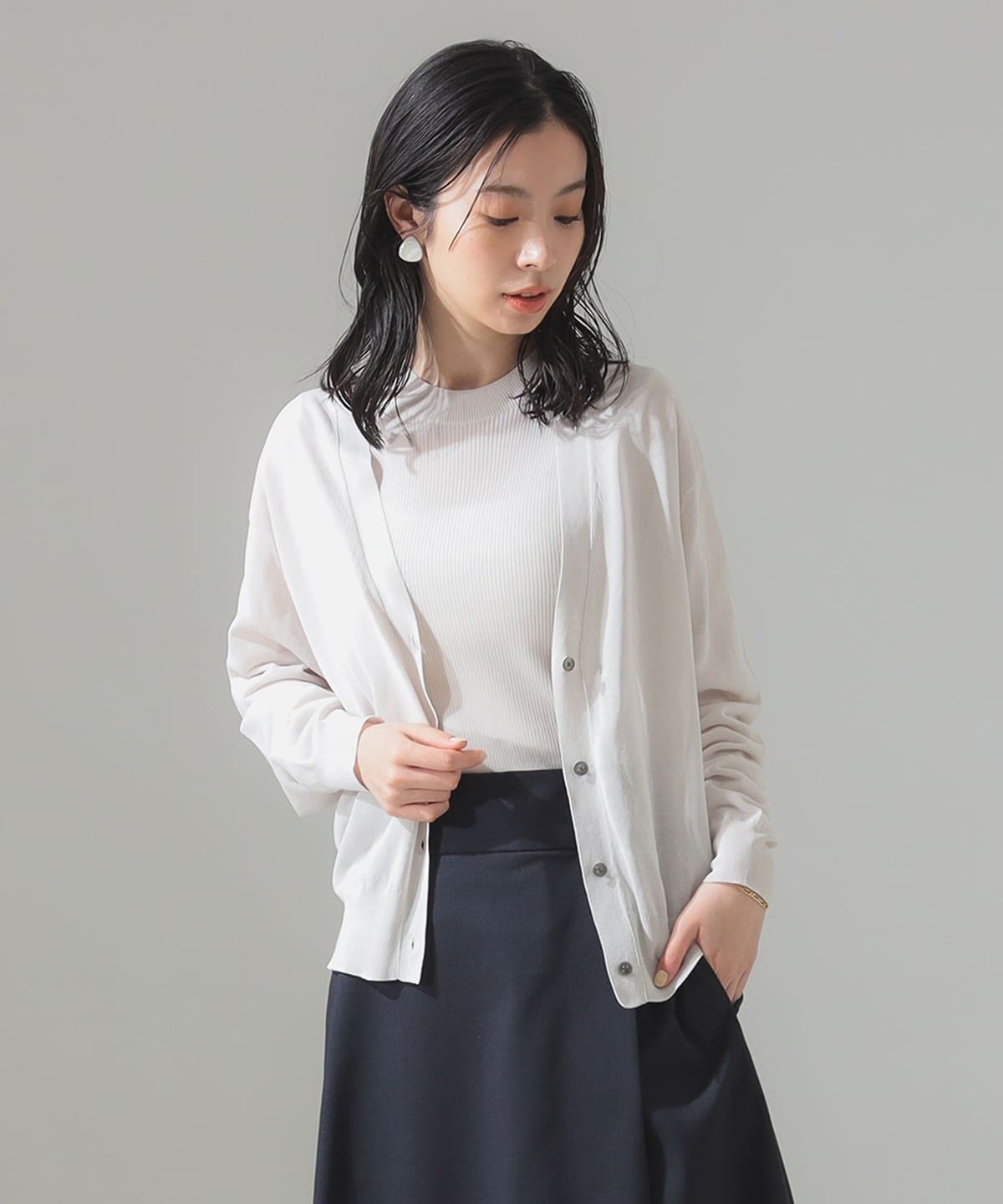 シアー Vネック カーディガン トップス WOMEN SWAN ONE SIZE シアー Vネック カーディガン トップス WOMEN SWAN ONE SIZE