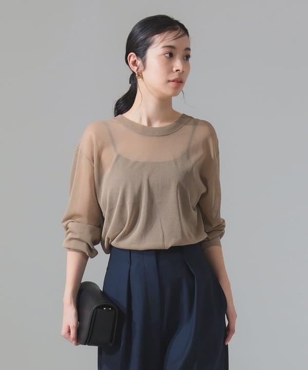 Demi Luxe BEAMS ベージュ リブロングカーディガン