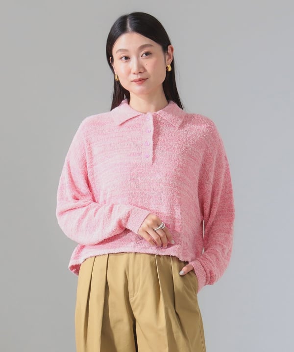 【美品】 PAMM ニット ピンク ポケットあり スタッズ畦ニット | N. Natural Beauty Basic*（エヌ ナチュラル