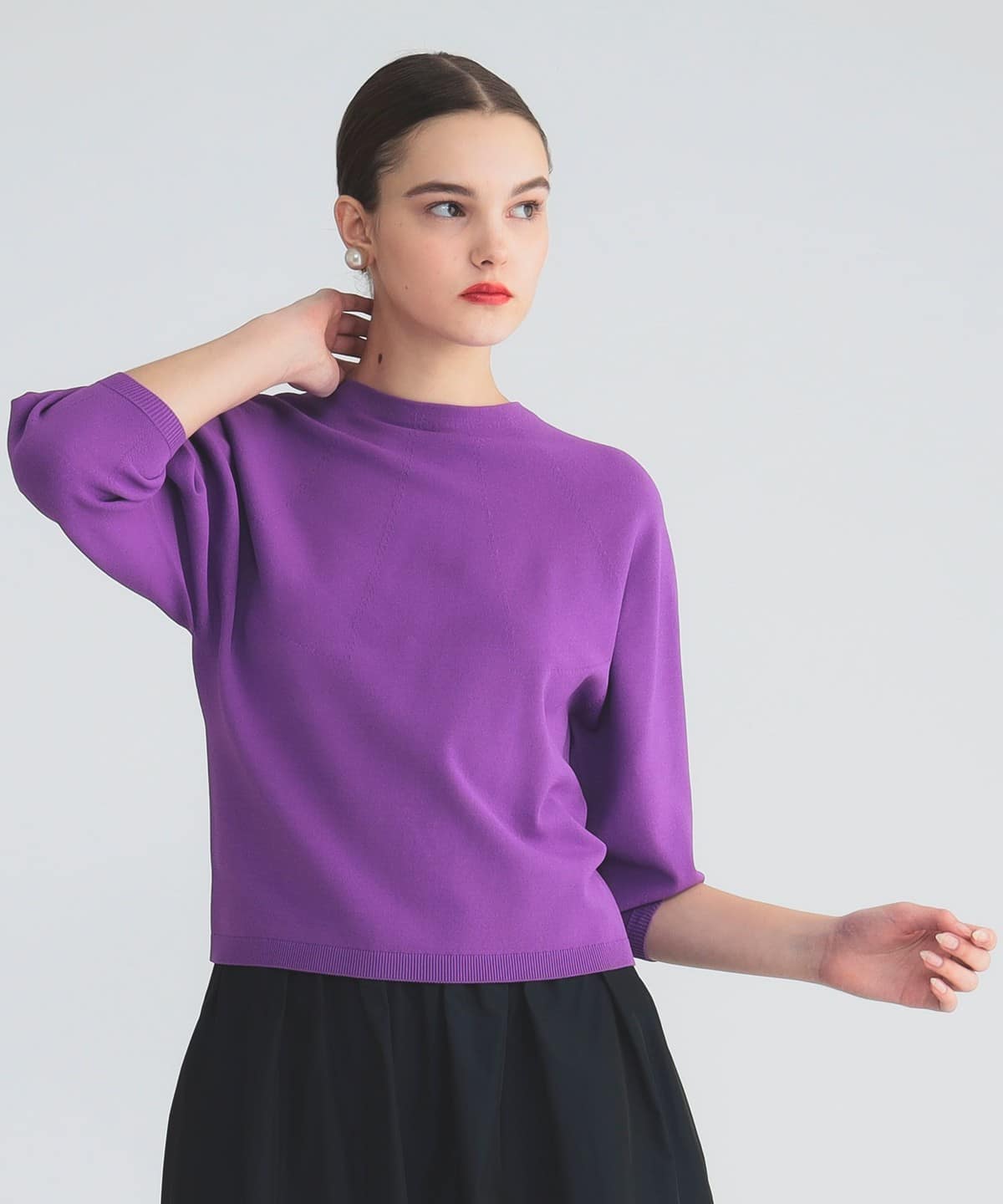 ドルマン クルーネック ニット トップス WOMEN PURPLE ONE SIZE ドルマン クルーネック ニット トップス WOMEN PURPLE ONE SIZE