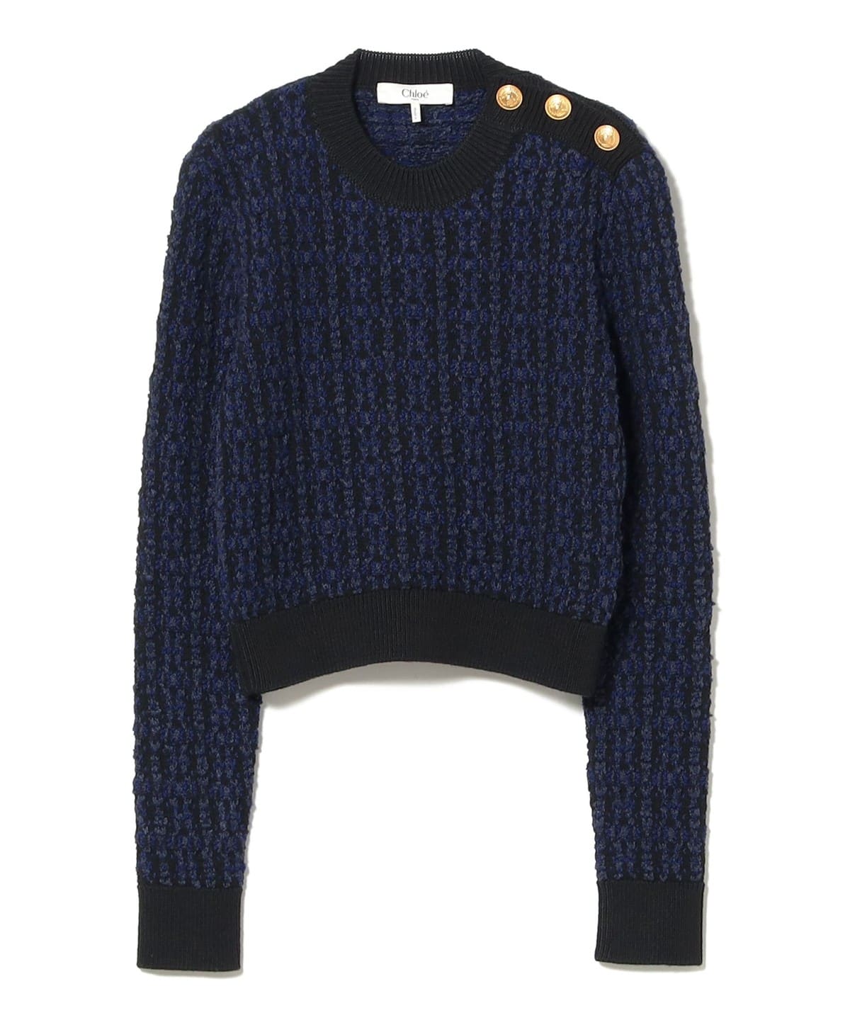 Chloe / ツイード ゴールドボタン ニット トップス WOMEN NAVY S Chloe / ツイード ゴールドボタン ニット トップス WOMEN NAVY S