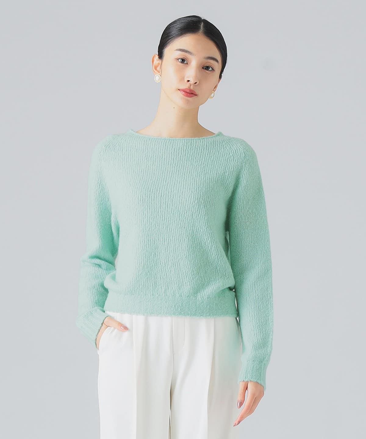 SCAGLIONE スカリオーネ / ボートネック ロングスリーブ ニット トップス WOMEN TIFFANY S