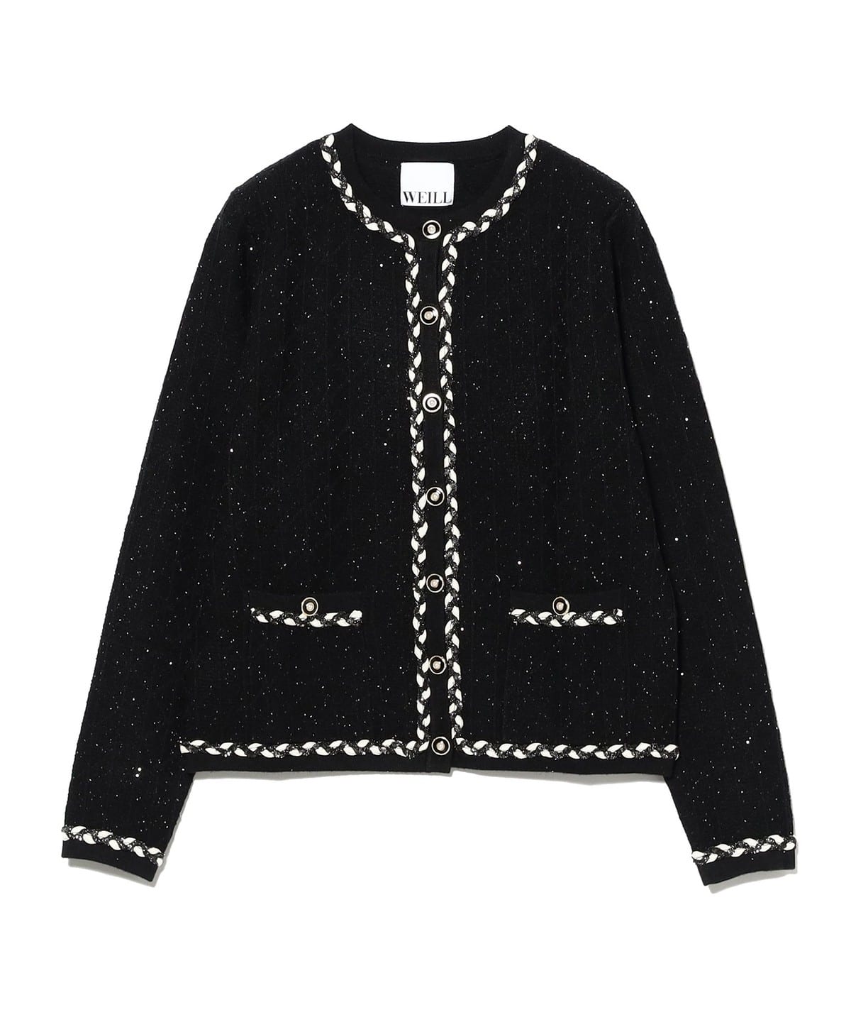 WEILL / SEQUIN ノーカラー カーディガン トップス WOMEN BLACK S WEILL / SEQUIN ノーカラー カーディガン トップス WOMEN BLACK S