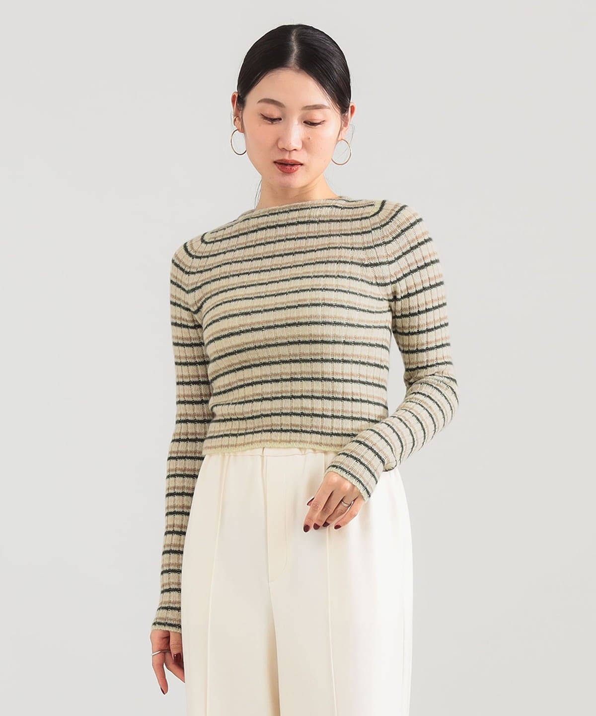 AURALEE オーラリー / SHETLAND WOOL CASHMERE RIB KNIT BOATNECK PULLOVER トップス WOMEN BEIGE ST 1 AURALEE オーラリー / SHETLAND WOOL CASHMERE RIB KNIT BOATNECK PULLOVER トップス WOMEN BEIGE ST 1