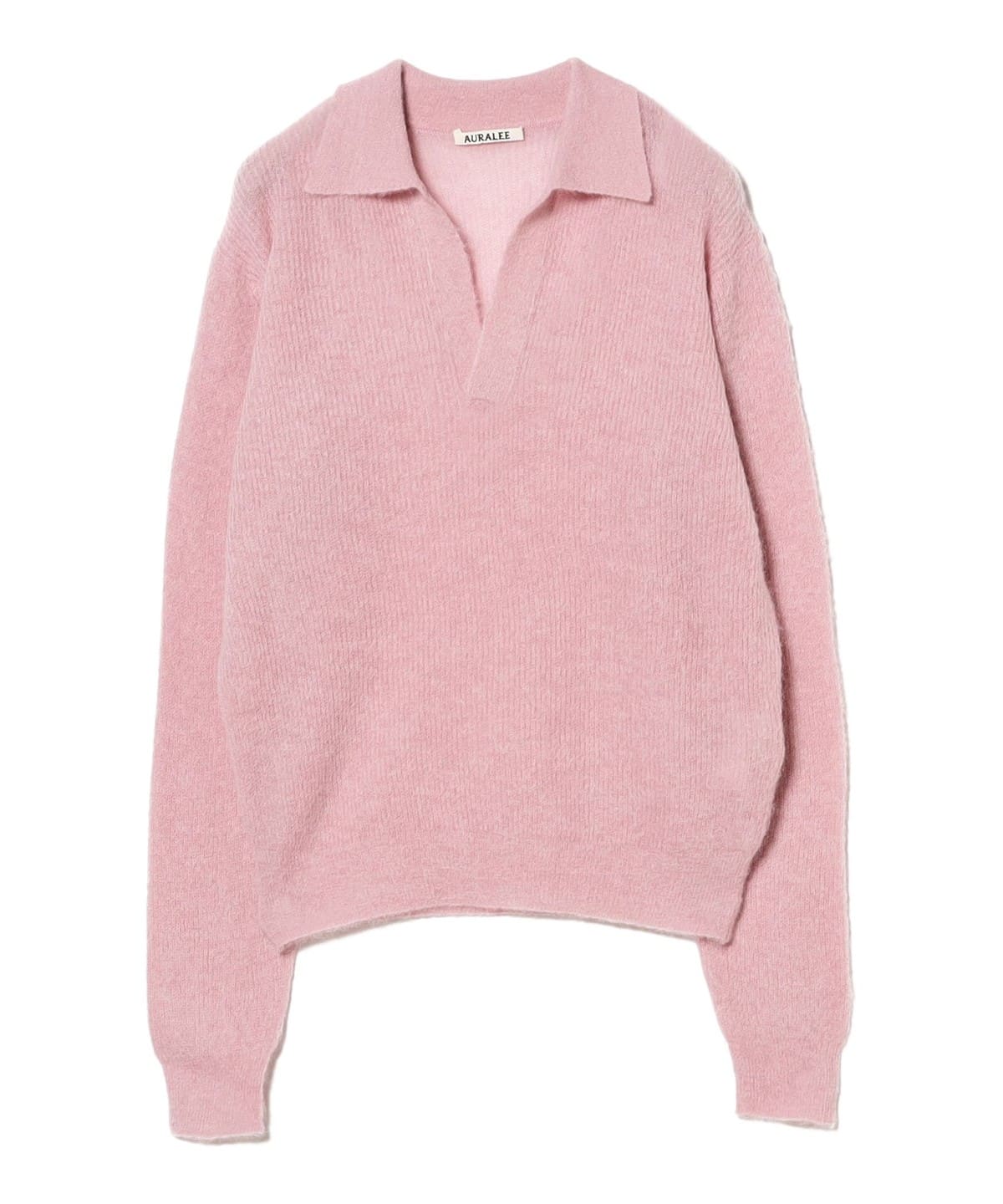 AURALEE オーラリー / BABY SURI ALPACA SHEER KNIT SKIPPER POLO トップス WOMEN PINK 1 AURALEE オーラリー / BABY SURI ALPACA SHEER KNIT SKIPPER POLO トップス WOMEN PINK 1