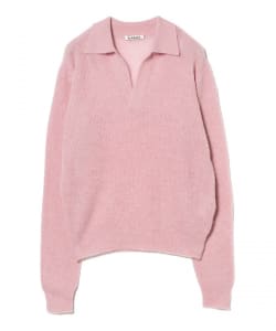 AURALEE / BABY SURI ALPACA SHEER KNIT SKIPPER POLO