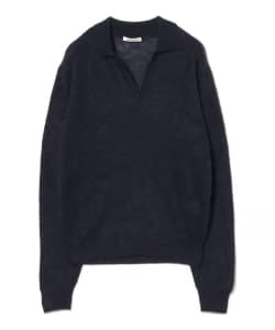 AURALEE / BABY SURI ALPACA SHEER KNIT SKIPPER POLO