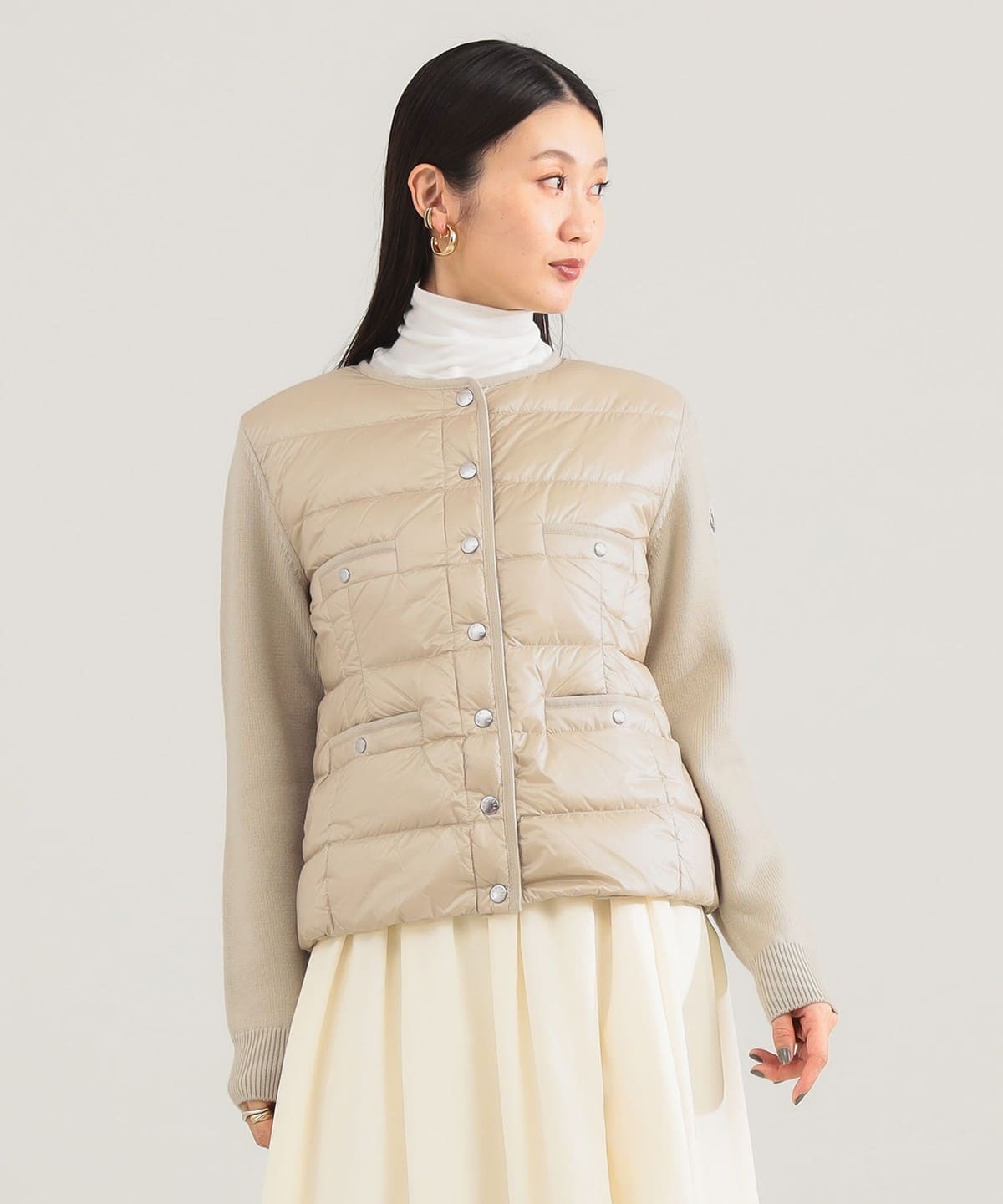 ♦︎新品同様♦︎MONCLER♦︎モンクレール♦︎カーディガン グレー アイボリー BEAMS SELECTION for WOMEN（ビームス セレクション for ウィメン