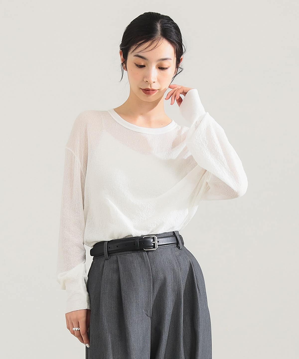 コットン ナイロン デニット プルオーバー トップス WOMEN OFF WHITE ONE SIZE コットン ナイロン デニット プルオーバー トップス WOMEN OFF WHITE ONE SIZE