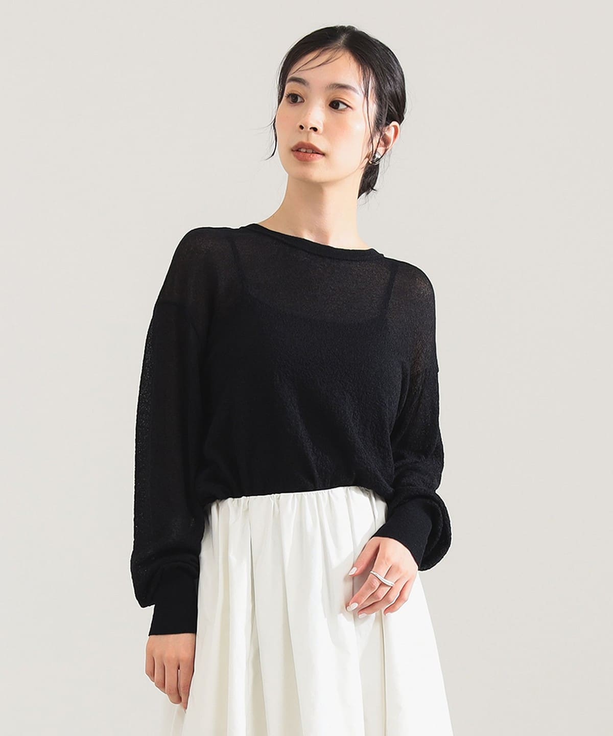 コットン ナイロン デニット プルオーバー トップス WOMEN BLACK ONE SIZE コットン ナイロン デニット プルオーバー トップス WOMEN BLACK ONE SIZE