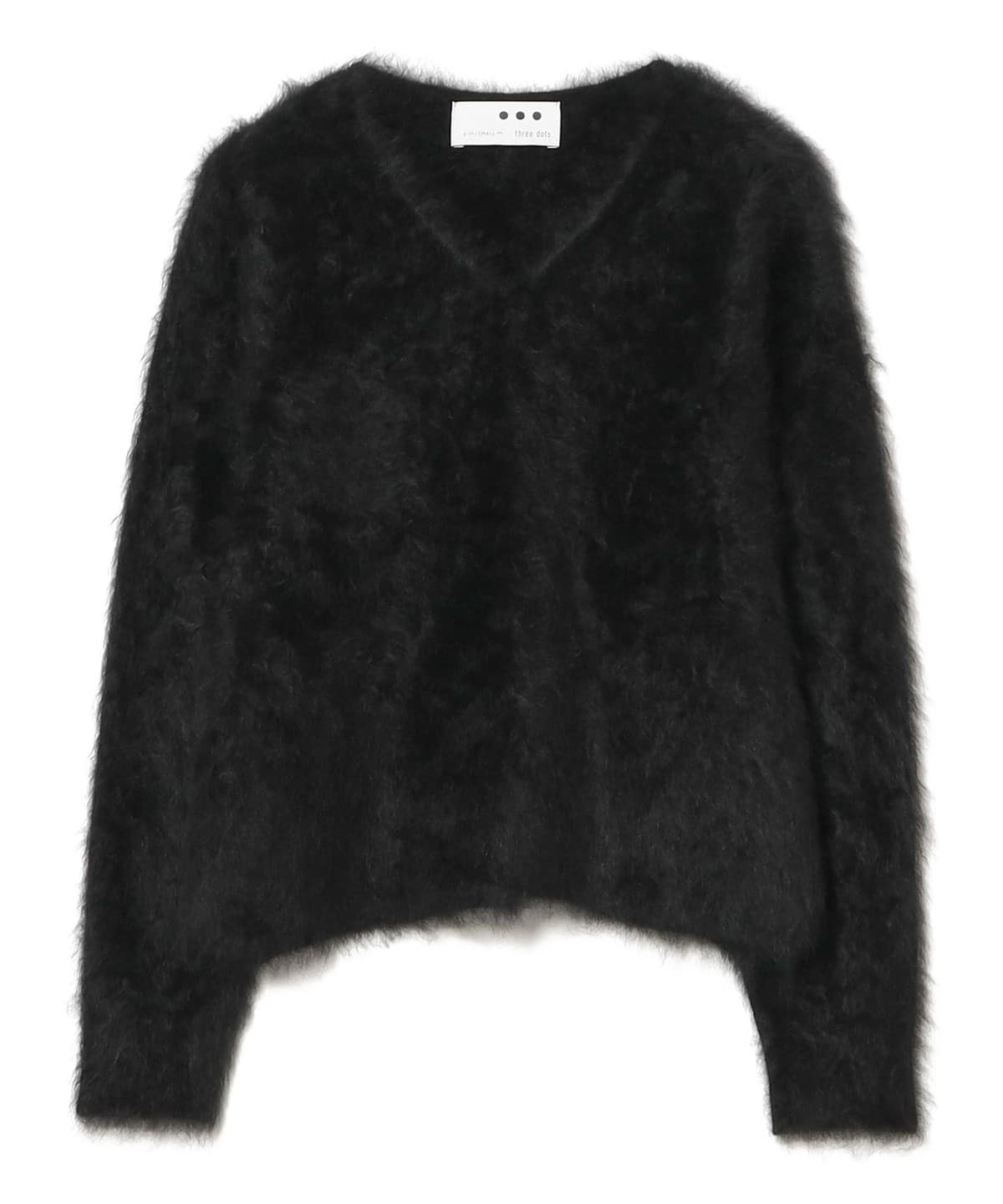 three dots スリードッツ / ファーカシミヤ プルオーバー トップス WOMEN BLACK S three dots スリードッツ / ファーカシミヤ プルオーバー トップス WOMEN BLACK S