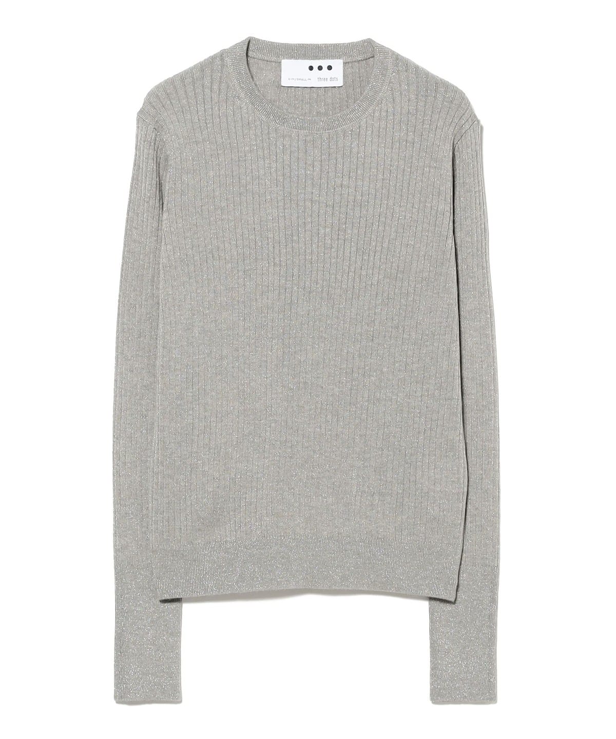 three dots スリードッツ / ラメ リブ ニット トップス WOMEN GREY S three dots スリードッツ / ラメ リブ ニット トップス WOMEN GREY S