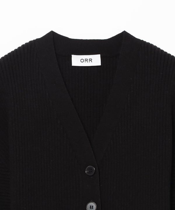ORR Vネック　リブ　カーディガン　ブラック Demi-Luxe BEAMS（デミルクス ビームス）ORR / アワーグラス リブ