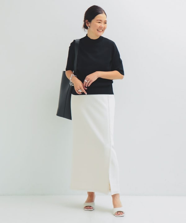 「超美品」デミルクス ビームス シンプルモックネックニット ネイビー Demi-Luxe BEAMS（デミルクス ビームス）シンプル モックネック