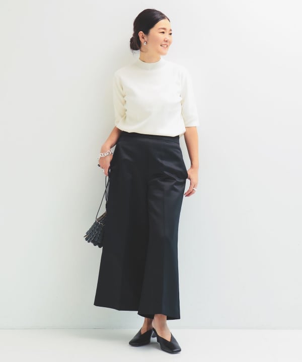 「超美品」デミルクス ビームス シンプルモックネックニット ネイビー シンプル モックネック ニット .M［手洗い可］（ニット/セーター