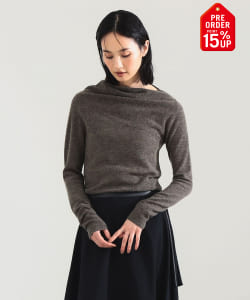 【+15%ポイントUP】AK+1 / 片畦 アシメトリーネック プルオーバー