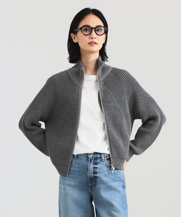 美品 バトナー ドライバーズニット ジップカーディガン グレー 3 su6 ドライバーズニット ジップアップ | BATONER/バトナー | 三越伊勢丹