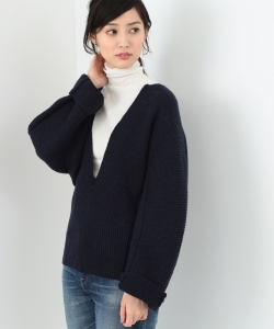 ￥MADISONBLUE / RIB V NECK BIG PULLOVER