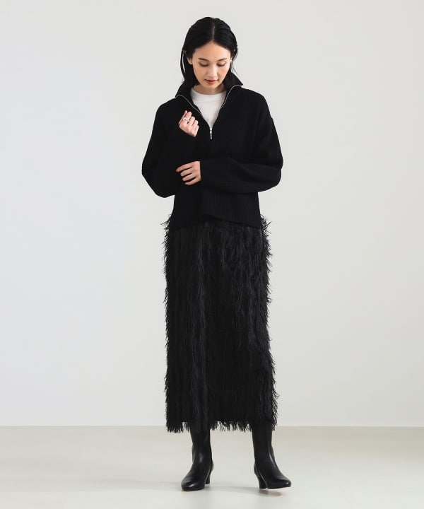 バトナー ハーフジップ　ウールニット セーター ブラック　プルオーバー　黒　3 Demi-Luxe BEAMS（デミルクス ビームス）BATONER / ウール リブ ハーフ