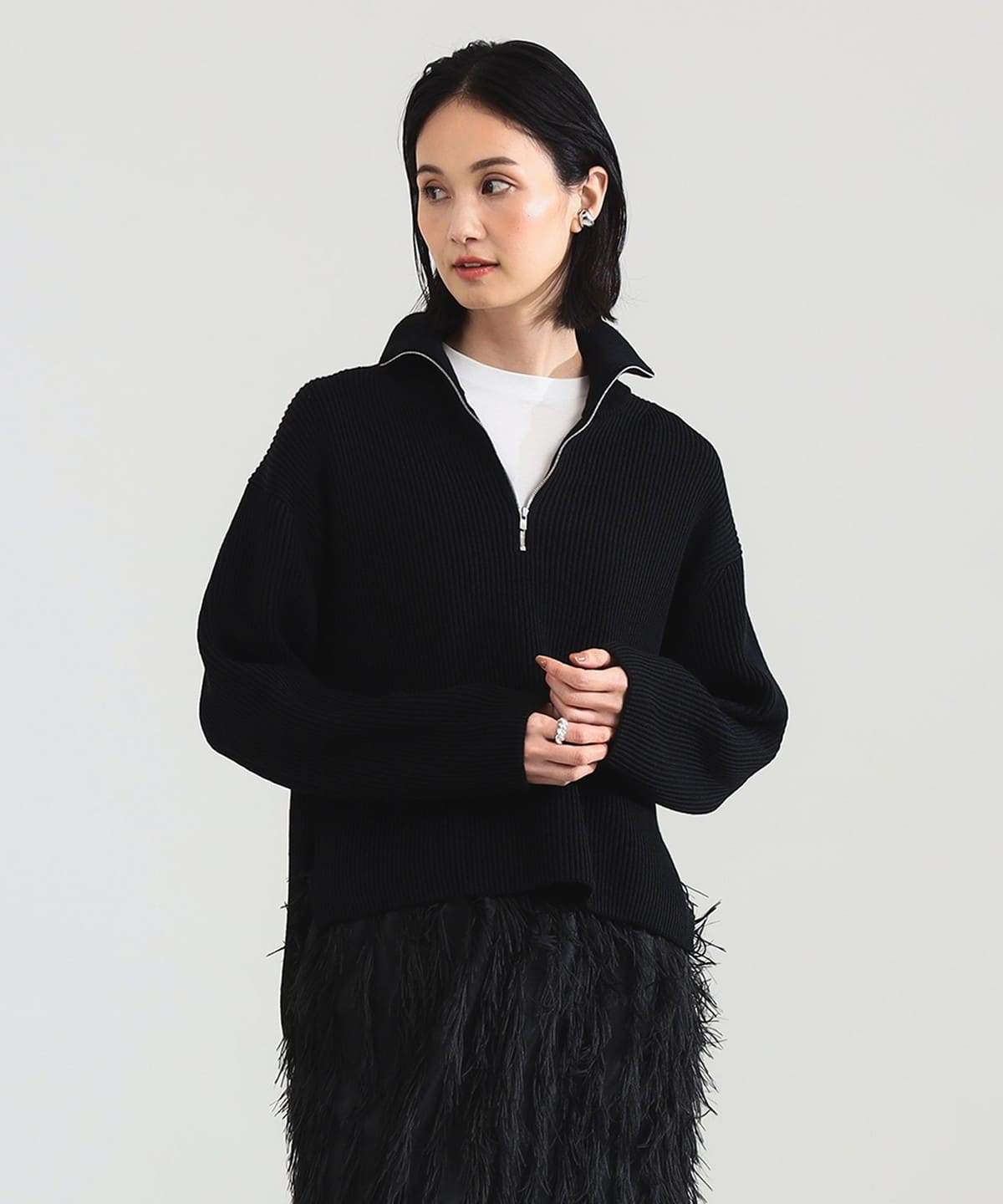 Demi-Luxe BEAMS（デミルクス ビームス）BATONER / ウール リブ ハーフ