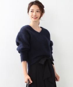 AURALEE / キッドモヘアニット Vネックビッグプルオーバー