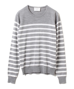 JOHN SMEDLEY / 別注 メリノボーダー クルーネックニット