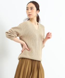 VONDEL / コットンアゼ Vネックニット