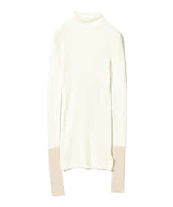 Rito / 2トーン シルク リブタートルニット