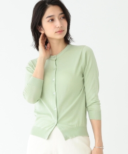 JOHN SMEDLEY / コットン クルーネック 7分袖カーディガン