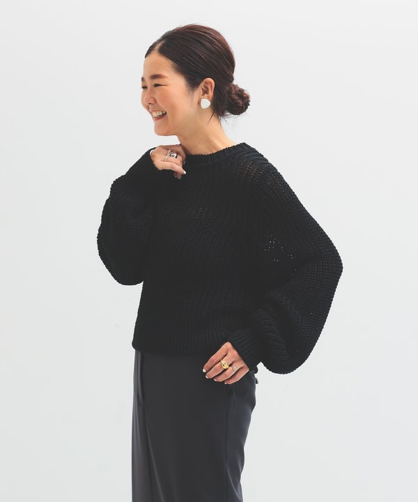 ビームス黒ニット Demi-Luxe BEAMS（デミルクス ビームス）畦編み ニット プル