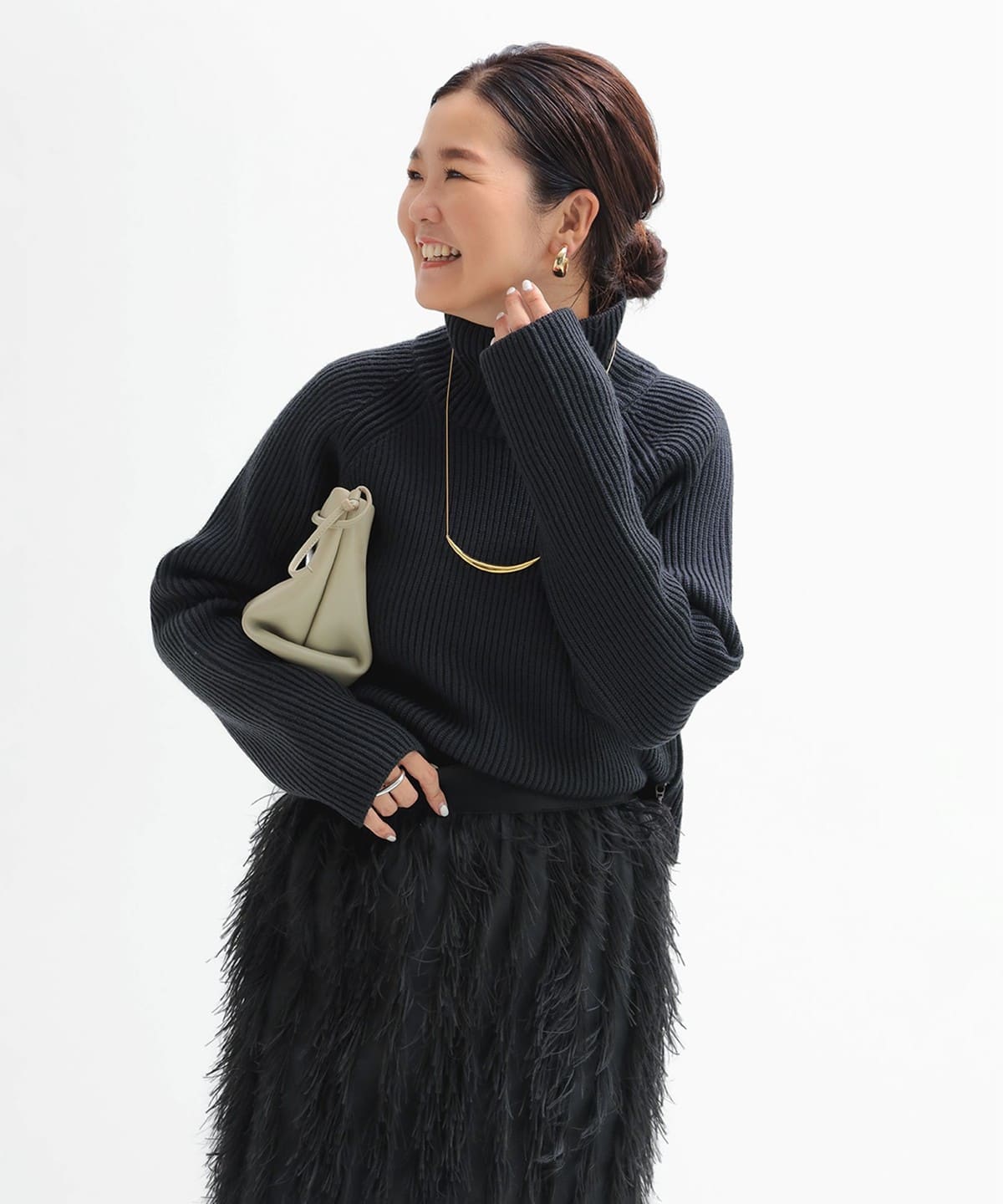 サイドジップ リブ プルオーバー ニット .M トップス WOMEN CHARCOAL. GREY ONE SIZE サイドジップ リブ プルオーバー ニット .M トップス WOMEN CHARCOAL. GREY ONE SIZE