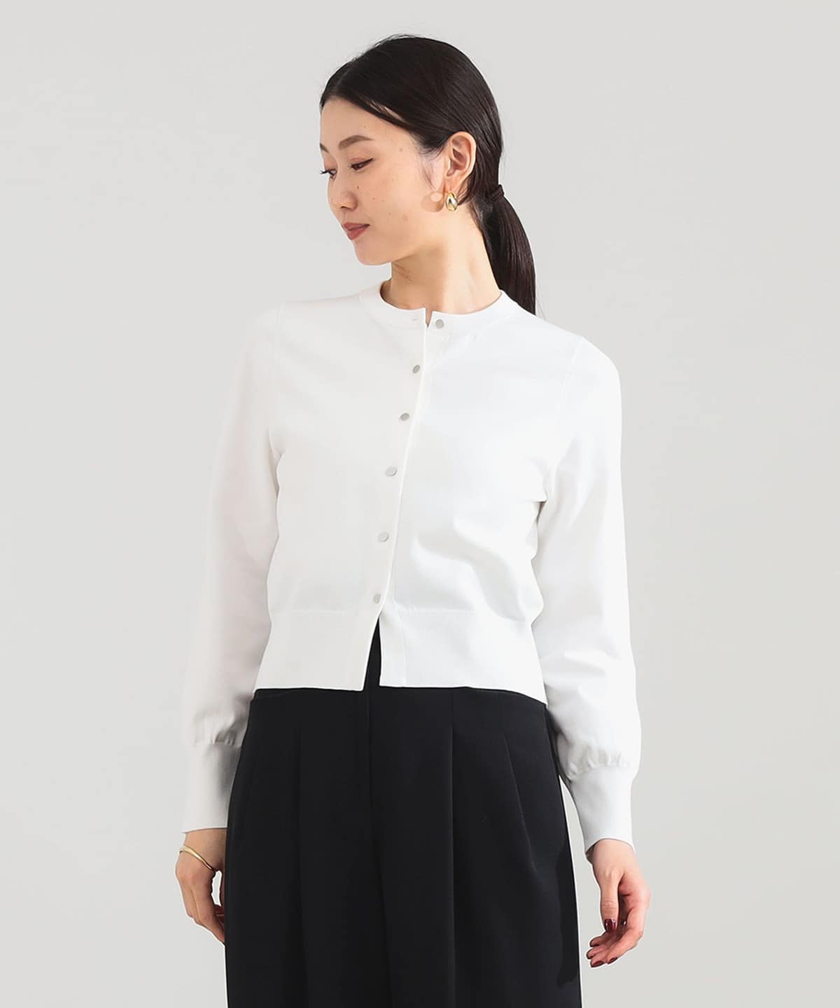 16ゲージ クルーネックカーディガン トップス WOMEN WHITE ONE SIZE 16ゲージ クルーネックカーディガン トップス WOMEN WHITE ONE SIZE