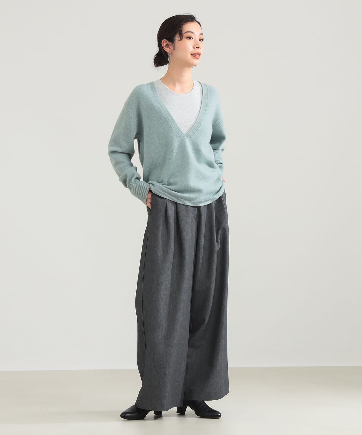 Demi-Luxe BEAMS Demi-Luxe BEAMS-neck knit tank top 2-way set (Tops