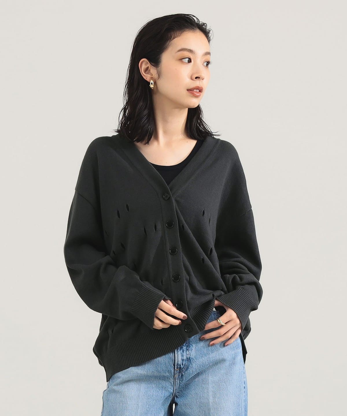 【モアバリエーション開催中】TAN / スリット Vネック カーディガン トップス WOMEN STEELGREY ONE SIZE 【モアバリエーション開催中】TAN / スリット Vネック カーディガン トップス WOMEN STEELGREY ONE SIZE