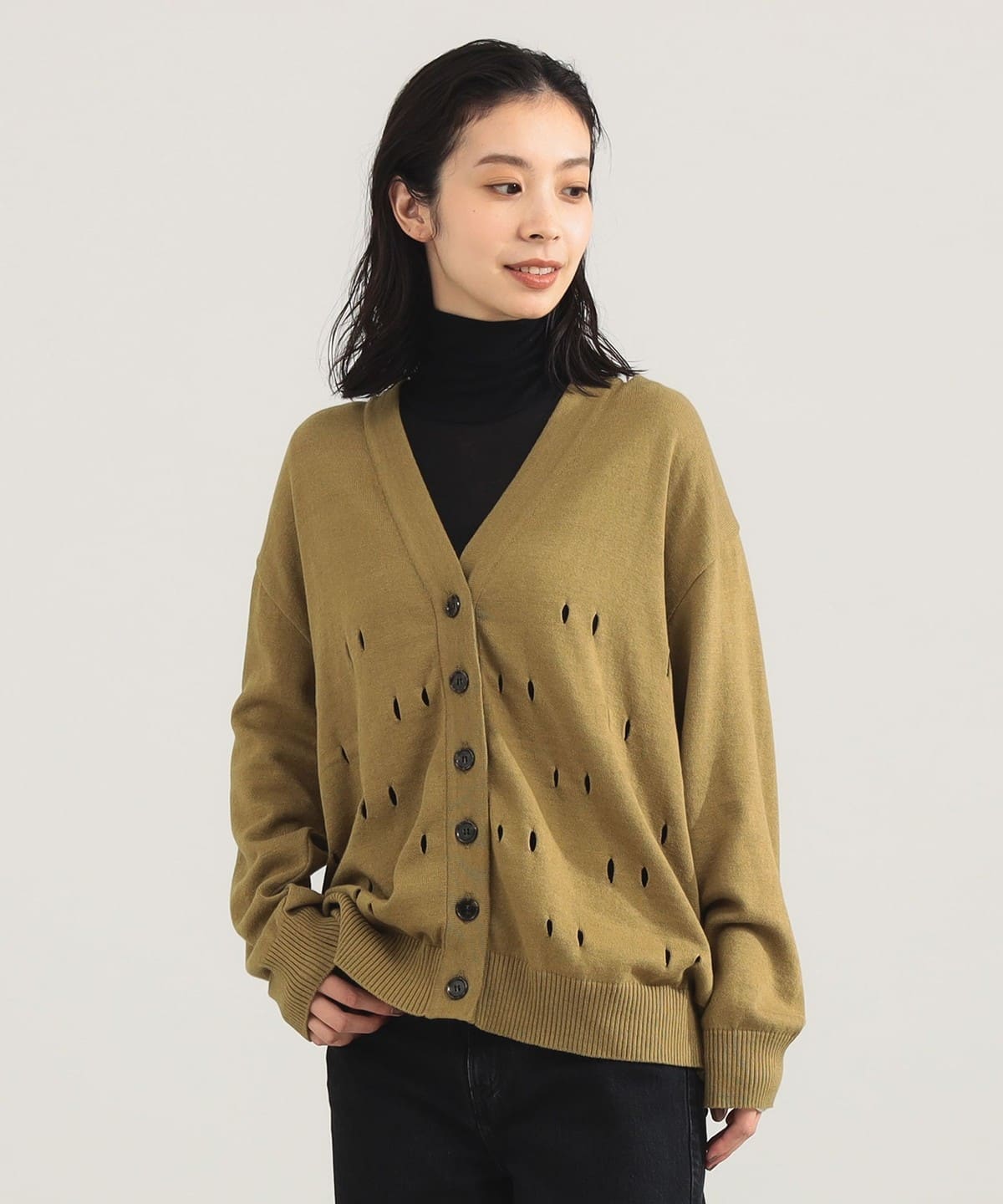 Demi-luxe BEAMS ポリエステルウールポロカーディガン Demi-Luxe BEAMS（デミルクス ビームス）【タイムセール】メタルボタン