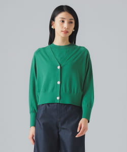 three dots / コットン シルク Vネック カーディガン