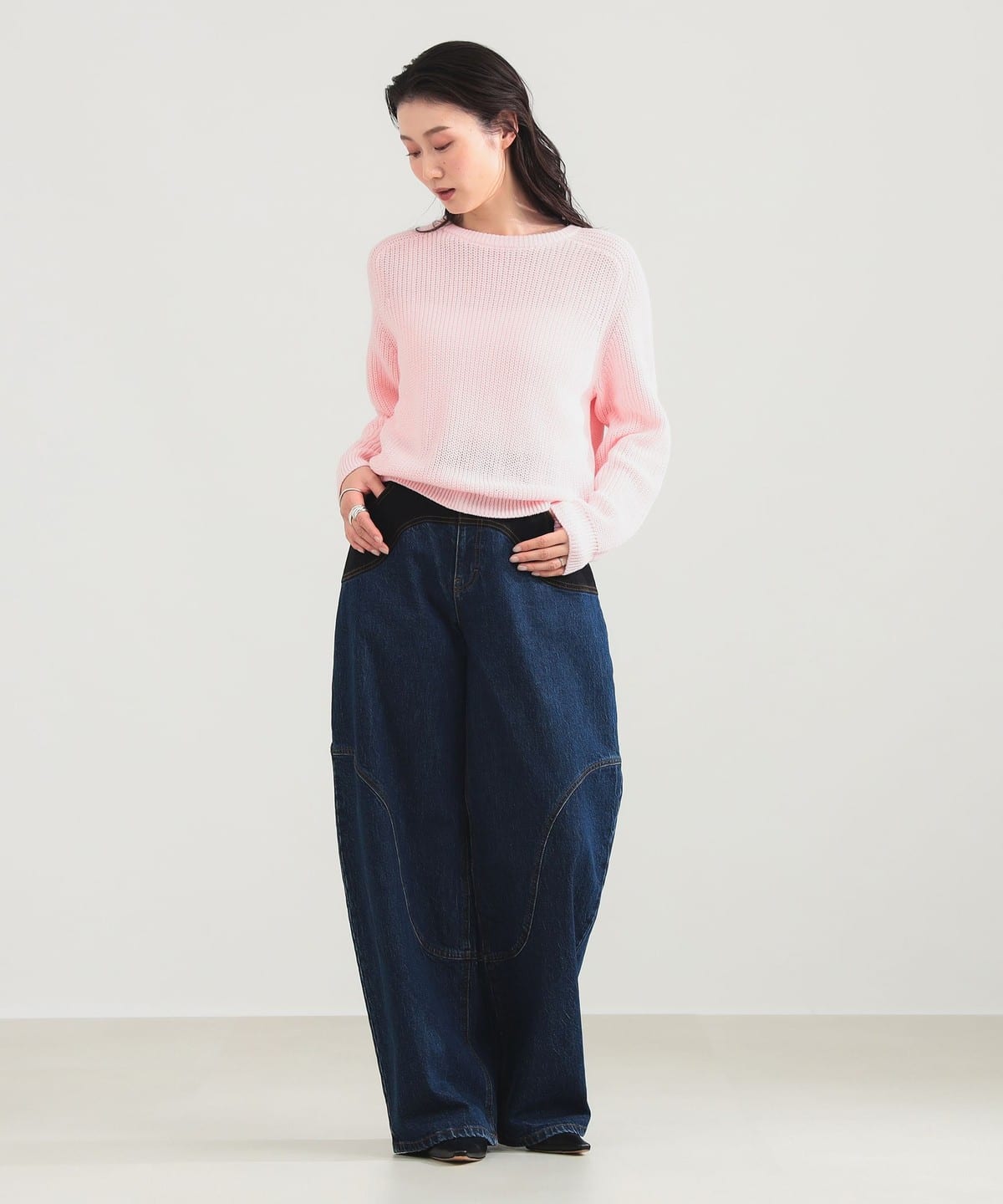 美品♡EVERYDAY I LIKE オーバーサイズコットンニット プルオーバー Demi-Luxe BEAMS（デミルクス ビームス）5ゲージ コットン 畦編み プル