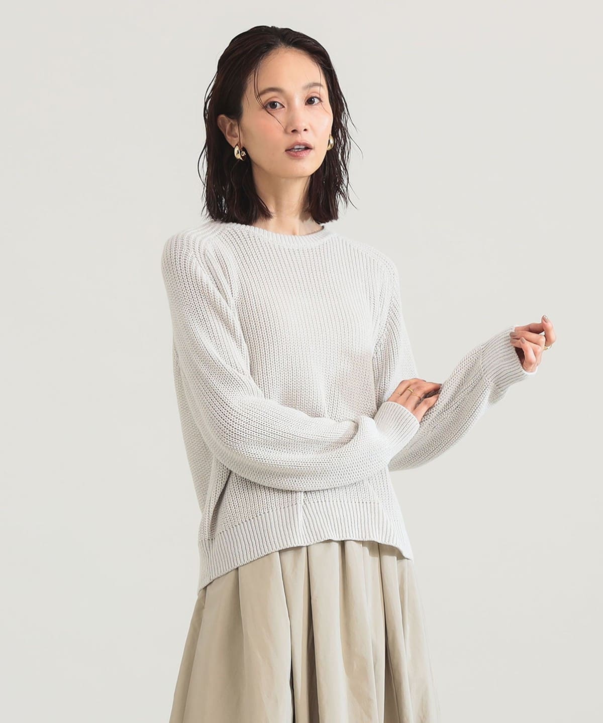 Demi-Luxe BEAMS（デミルクス ビームス）5ゲージ コットン 畦編み プル