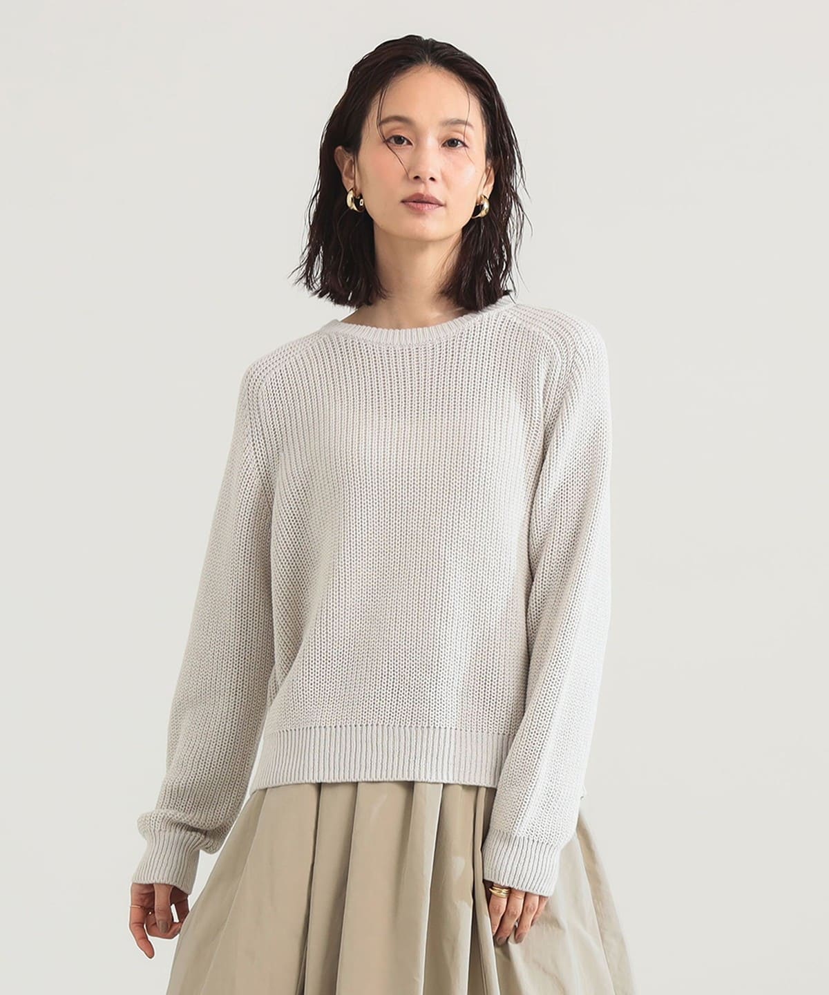 Demi-Luxe BEAMS（デミルクス ビームス）5ゲージ コットン 畦編み プル
